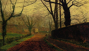 bare trees, John Atkinson Grimshaw, painting, classical art, fall HD wallpaper