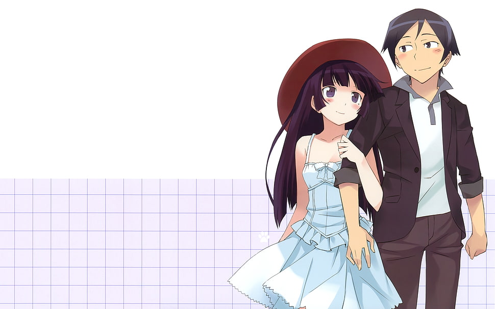 man and woman anime illustration HD wallpaper