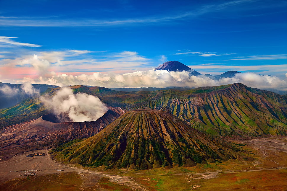 brown and green mountain, nature, landscape, Indonesia, volcano HD wallpaper
