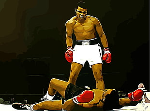 Muhammad Ali painting, digital art, boxing, sports, men