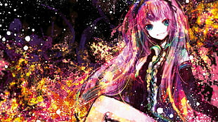 pink-haired female anime character digital wallpaper, Vocaloid, Megurine Luka
