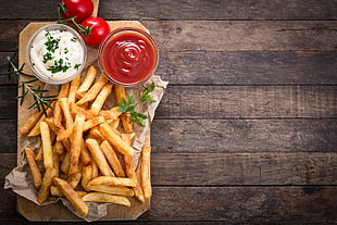 potato fries, Fries, tomatoes, food
