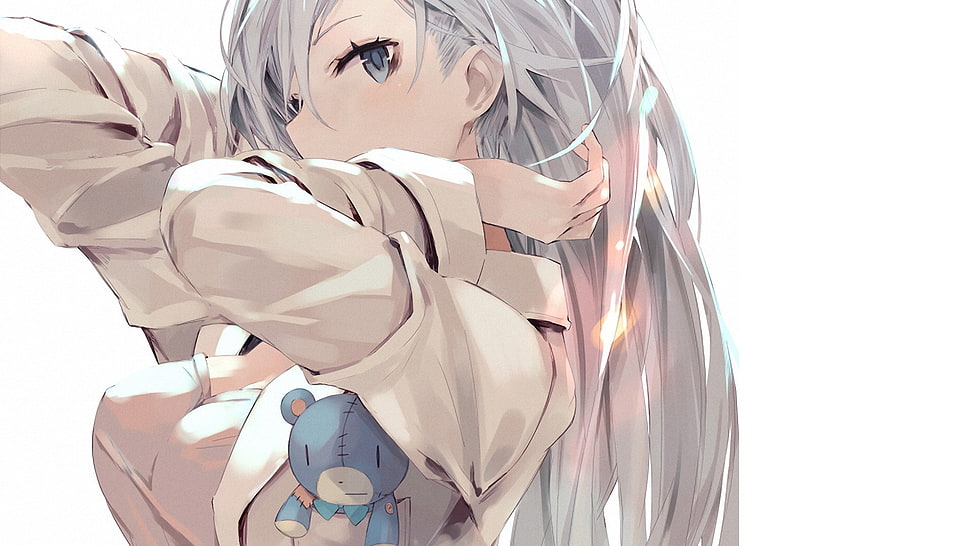 woman in gray blazer anime HD wallpaper