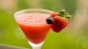 strawberry shake in martini glass HD wallpaper
