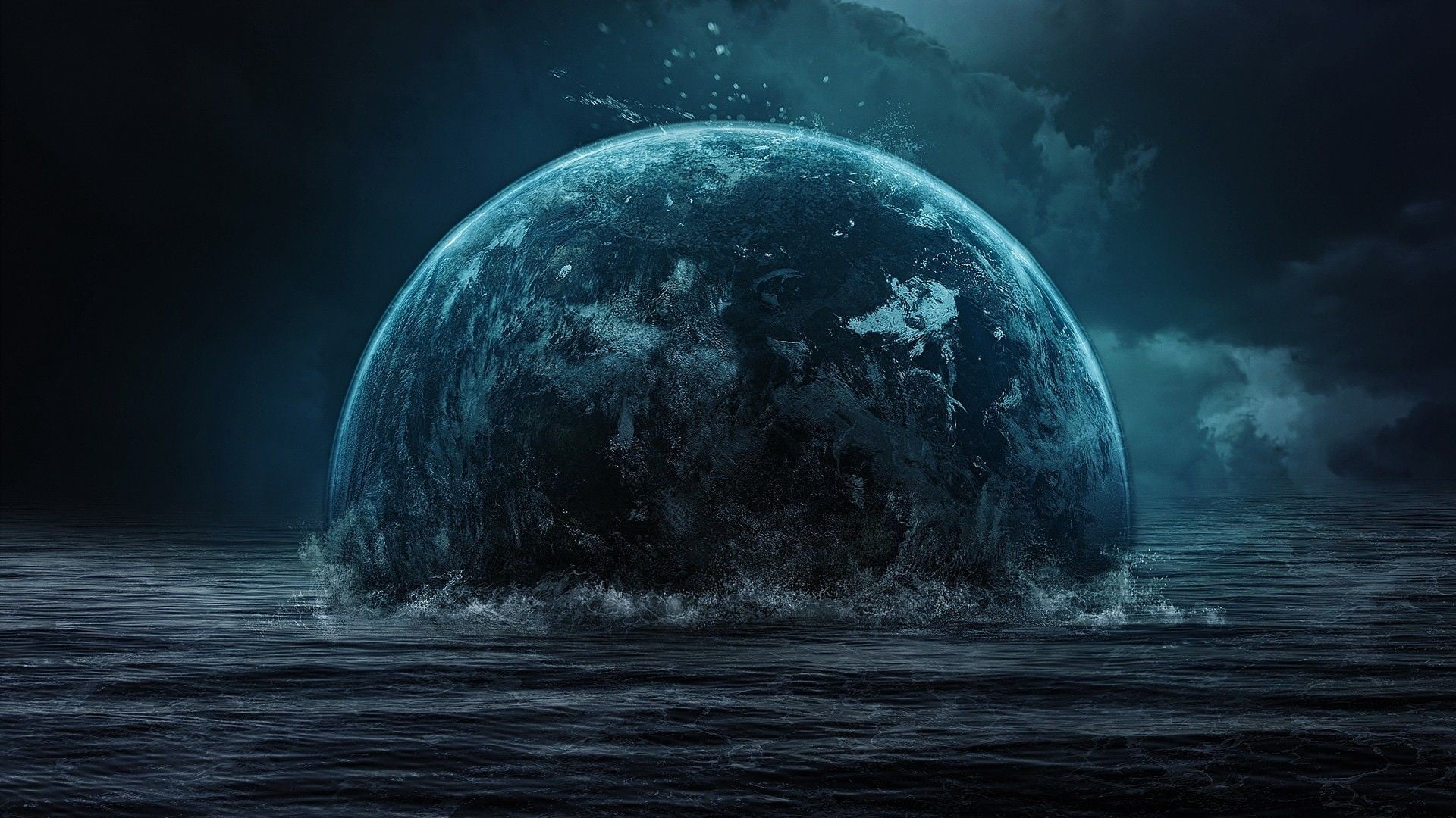 earth illustration, space art, planet, space, sea