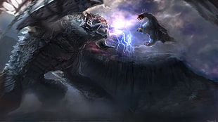 game monster characters illustrations, creature, fighting, roshan, Ursa