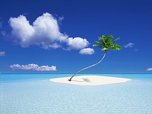 shallow focus photography of white island on ocean during daytime
