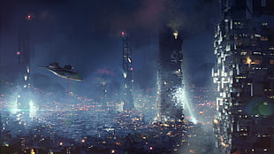 aircraft and high rise building digital wallpaper, Deus Ex: Mankind Divided, Square Enix, futuristic, video games