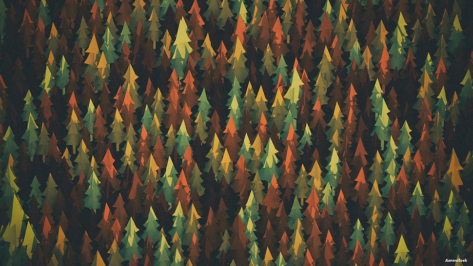 illustration of trees, forest, abstract, digital art HD wallpaper