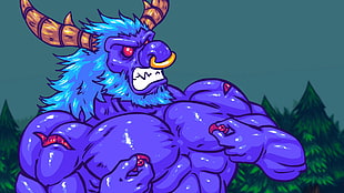 purple monster cartoon character, League of Legends, humor, cartoon