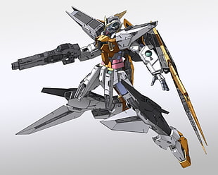 gray and red gundam toy, Mobile Suit Gundam 00, Gundam Kyrios