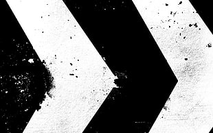 white and black arrow, abstract, monochrome, pattern, paint splatter HD wallpaper