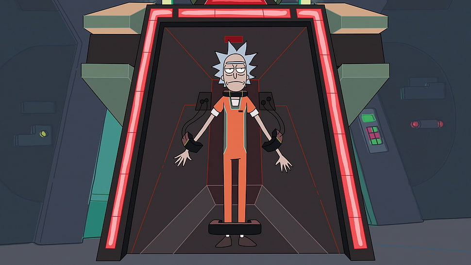 red and black wooden cabinet, Rick and Morty, Adult Swim, cartoon, Rick Sanchez HD wallpaper
