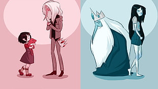 Adventure Time Snow King and Vampire illustration, Adventure Time, Ice King, Marceline the vampire queen, Simon Petrikov