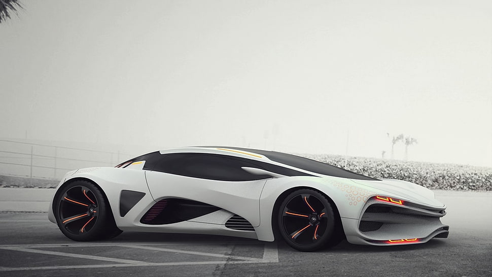 white and black sports coupe, concept cars, LADA HD wallpaper