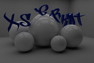 five white ceramic balls with blue letters caption