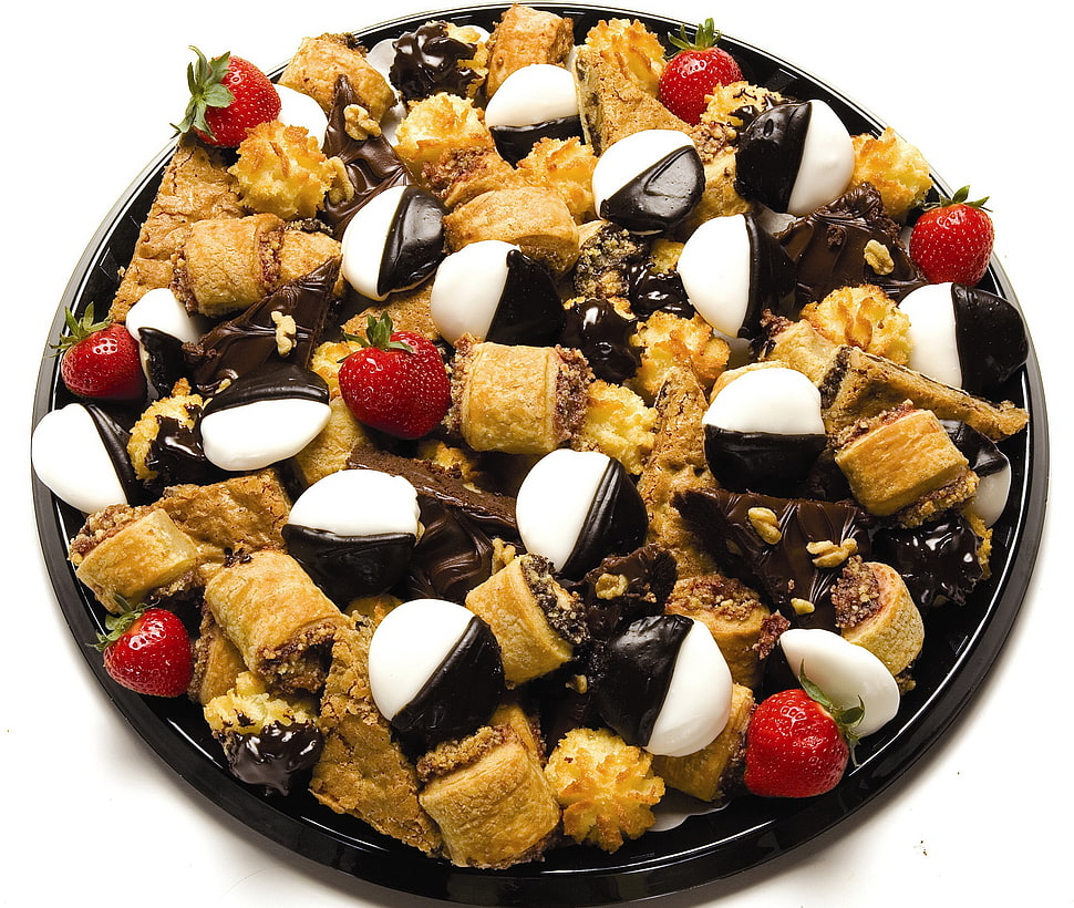 baked food on black ceramic plate HD wallpaper