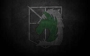 green and gray horse attack on titans logo, Shingeki no Kyojin