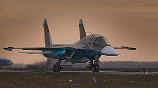 blue and gray jet fighter, army, Sukhoi Su-34, Russian Air Force, Bomber