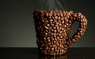 photo of Mug shaped coffee beans HD wallpaper