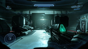 game application screenshot, Halo 5: Guardians, Master Chief, Blue Team, UNSC Infinity