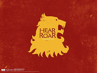 Hear me Roar text with yellow and red background
