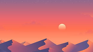 hill under sunset illustration HD wallpaper