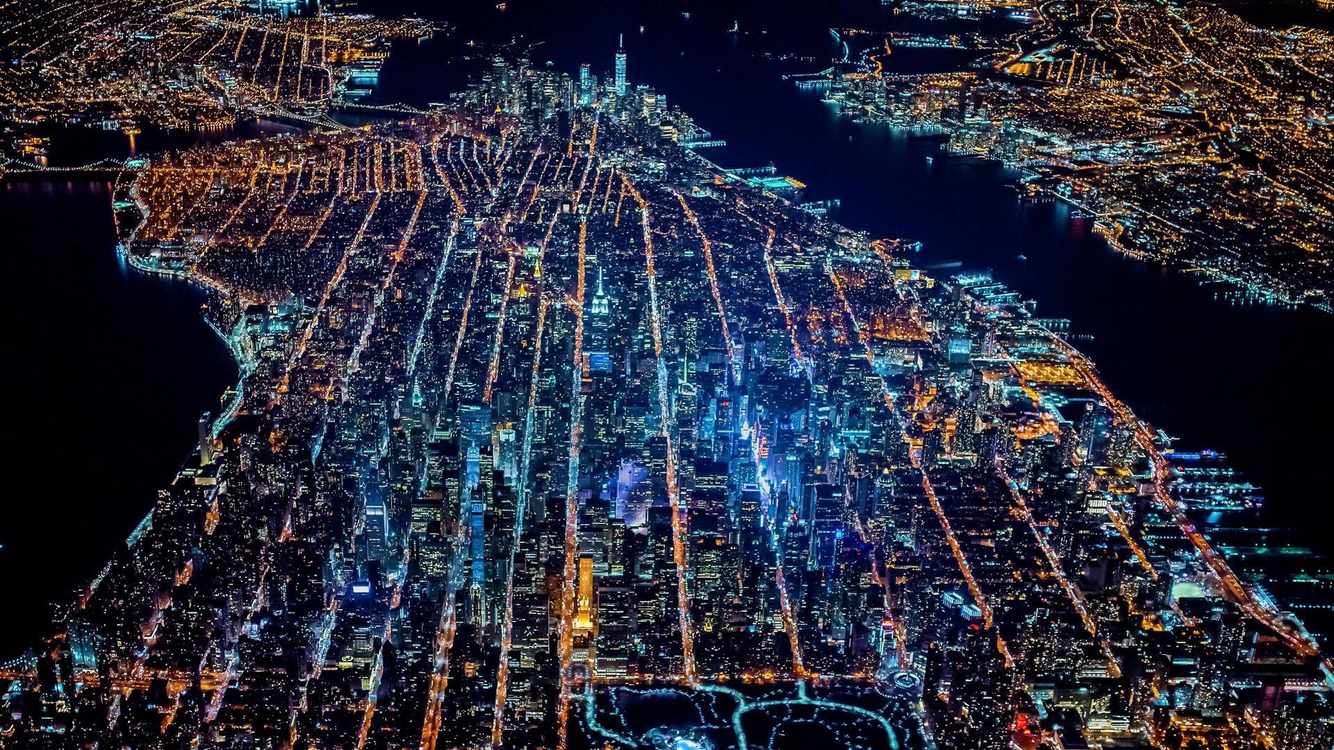 aerial photography of city light