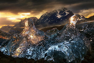 mountain poster, landscape, nature, mountains, ice HD wallpaper