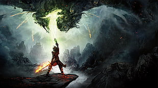 man holding sword game application, Dragon Age: Inquisition, Dragon Age Inquisition, Dragon Age, video games HD wallpaper