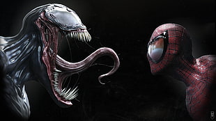 Marvel Spider-Man and Venom wallpaper, Symbiote, Spider-Man, Venom, simple background HD wallpaper