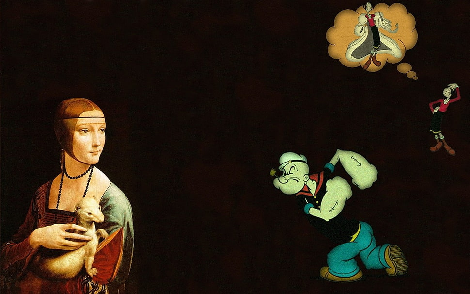 Popeye illustration, Popeye, cartoon HD wallpaper