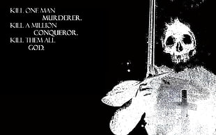 skeleton illustration, skull, quote HD wallpaper