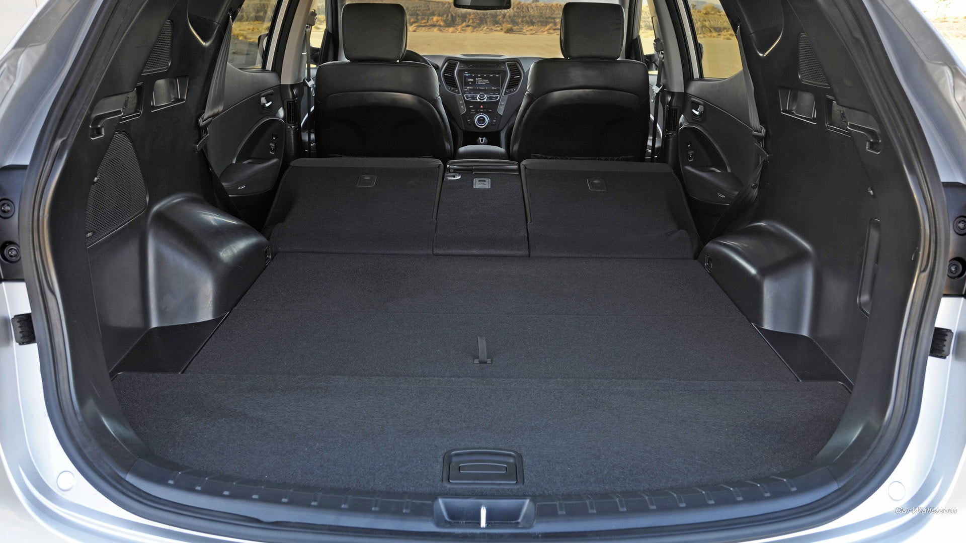 black car interior, Hyundai Santa Fe, car