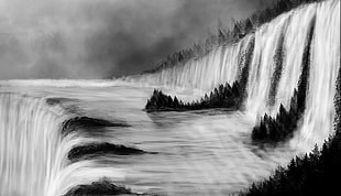 landscape photography of waterfall HD wallpaper