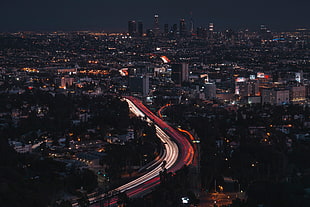 time-lapse photography of cars on road, city, lights, Los Angeles HD wallpaper
