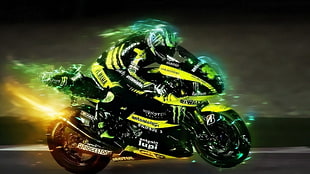 motorcycle rider sticker, Monster Energy, Yamaha, motorcycle