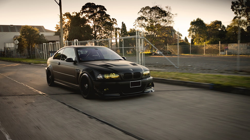 black BMW coupe, car, BMW, e46, BMW M3 E46 HD wallpaper