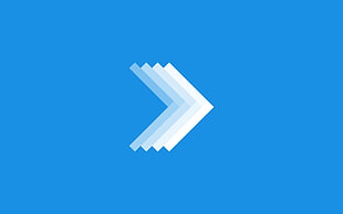 white and blue arrowhead logo, simple, minimalism