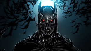 man in bat suit graphic illustration, Batman, Terminator, bats, artwork