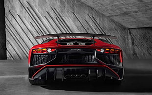 red and black Lamborghini luxury car, Lamborghini, Lamborghini Aventador LP750-4 Superveloce, Lamborghini Aventador LP750-4 SV, Lamborghini Aventador