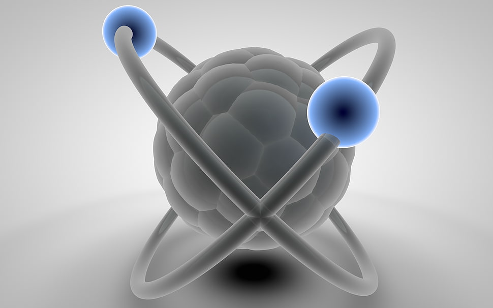 gray and blue atom illustration HD wallpaper
