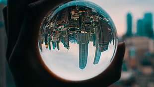 small world photography of high rise buildings, New York City, crystal , ball, landscape