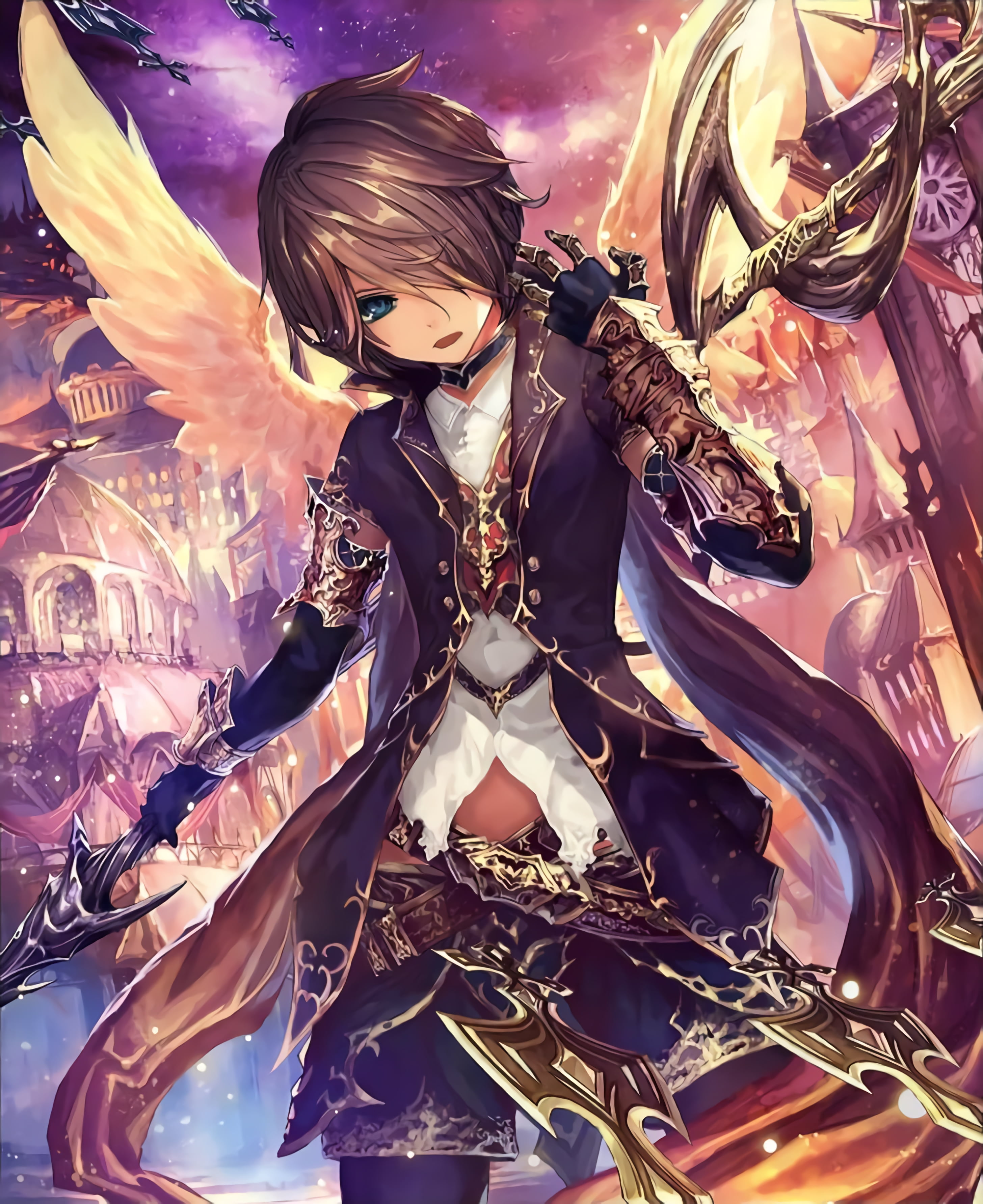 brown haired anime character holding sword wallpaper, Shingeki no Bahamut, anime, Mugaro (Shingeki no Bahamut), El (Shingeki no Bahamut)