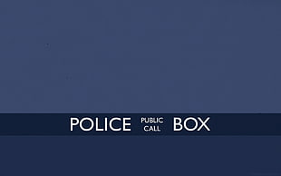 police public call box text on black background, Doctor Who, TARDIS, minimalism, blue