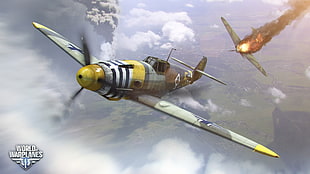 white and yellow biplane, World of Warplanes, warplanes, airplane, wargaming HD wallpaper