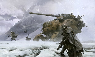 animated illustration of war on snow
