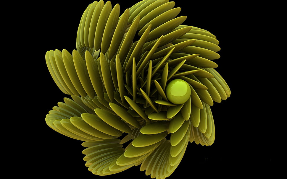 green spiral graphic digital art HD wallpaper