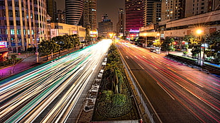 time lapse photography of city during night, urban, Shanghai, street, lights