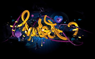 orange, purple, and blue abstract digital wallpaper